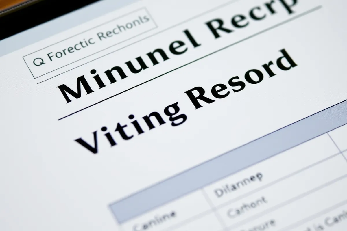 Close view of minutes and a voting record on a municipal website
