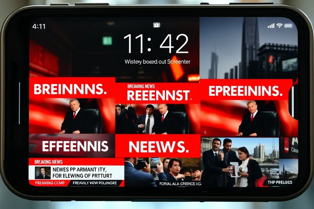 Smartphone lock screen filled with breaking news alerts