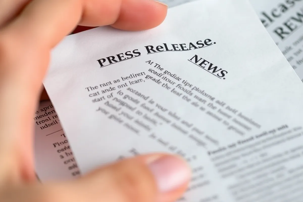 Hand highlighting the first paragraph of a printed press release