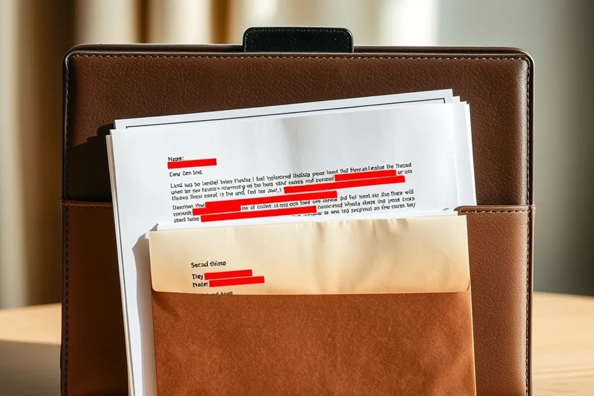 Folder of released documents with redactions and a cover letter