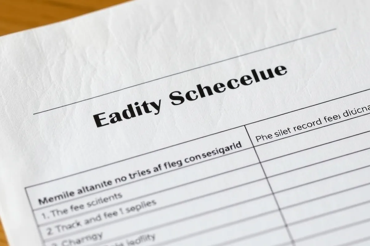Close view of a municipal fee schedule for copying public records